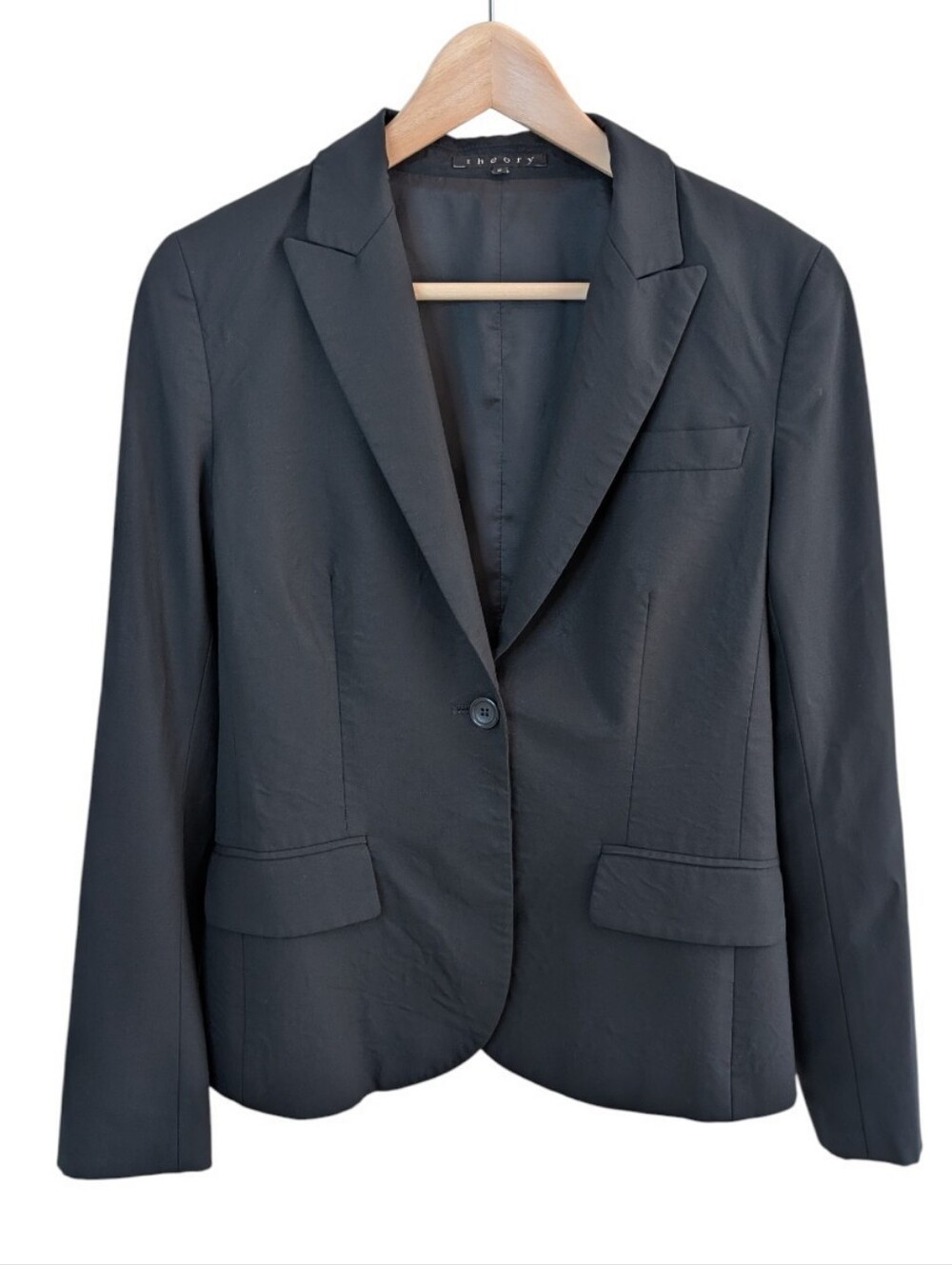 Theory Gabe Black Single-Button Women's Blazer Wool Blend 8